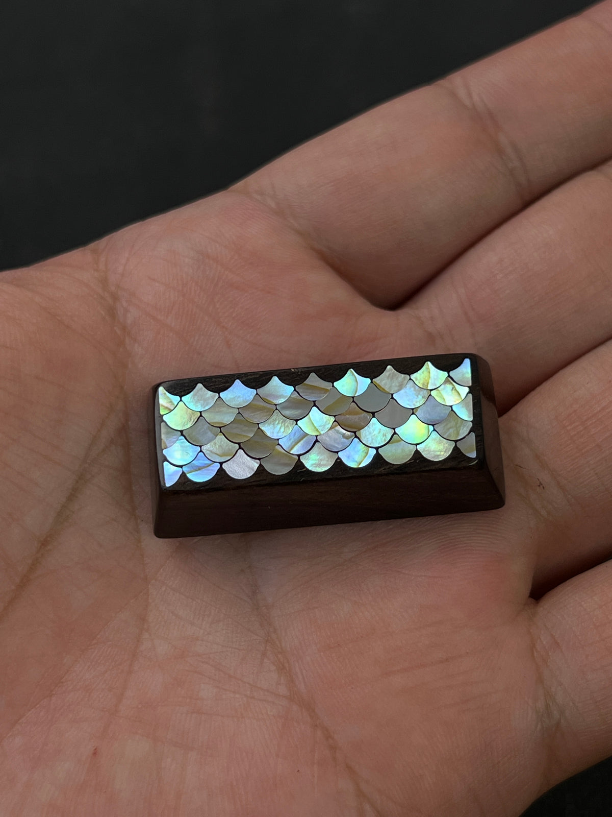 Handmade Wooden Keycap with Mother of Pearl Dragon Scale Inlay