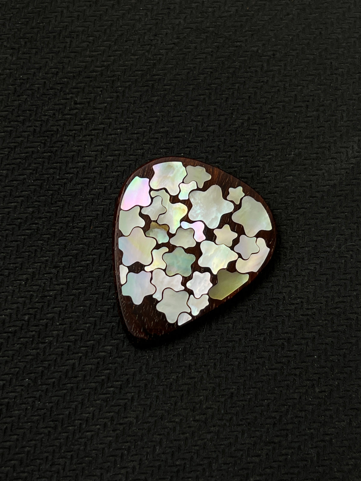 Handmade Wooden Guitar Pick with Mother of Pearl Star Inlay