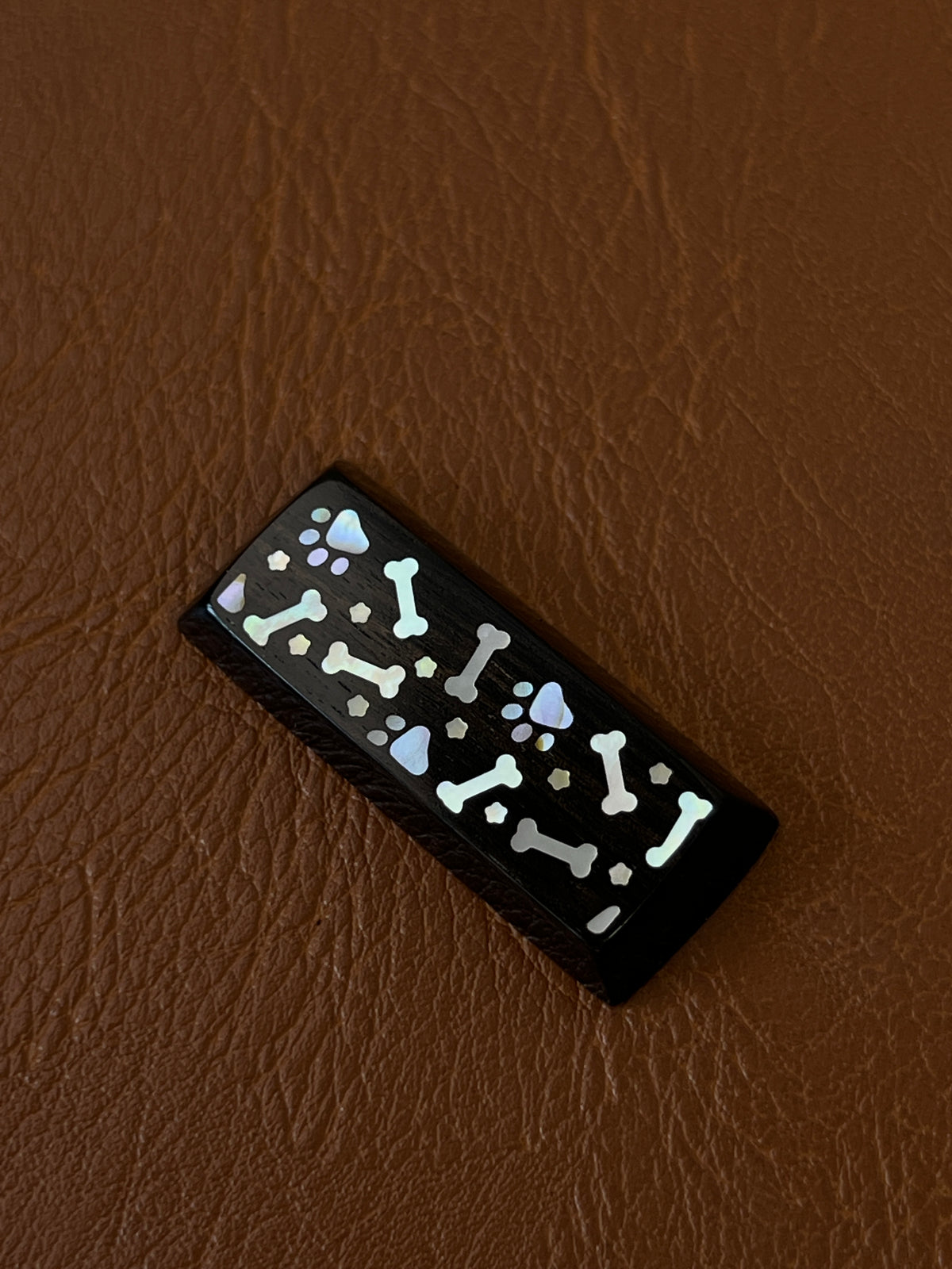 Handcrafted Wooden Keycap | Mother of Pearl Paw & Bone Inlay | 2.25u Shift & Enter Key