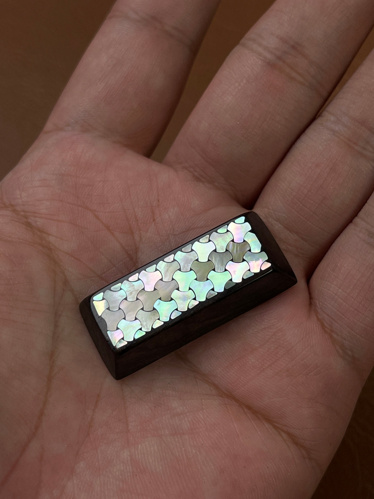 Handcrafted Wooden Keycap 2.25U with Mother of Pearl Mountain Inlay
