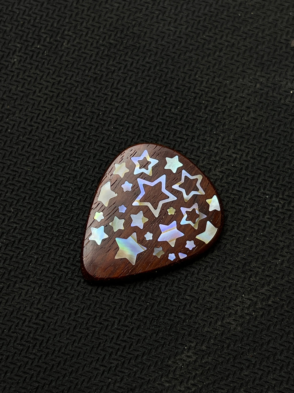 Handmade Wooden Guitar Pick with Mother of Pearl Five-Pointed Star Inlay