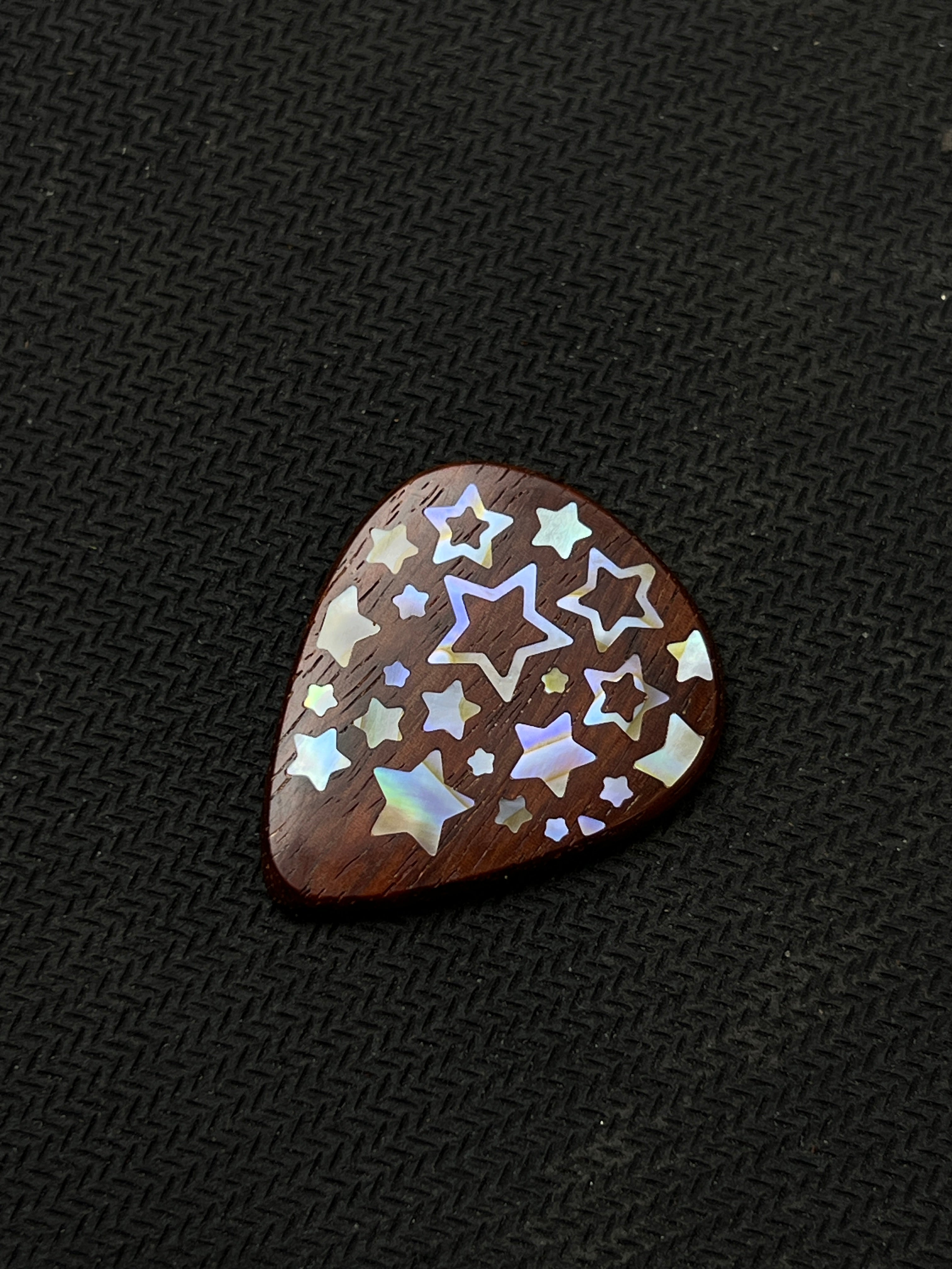 Handmade Wooden Guitar Pick with Mother of Pearl Five-Pointed Star Inlay