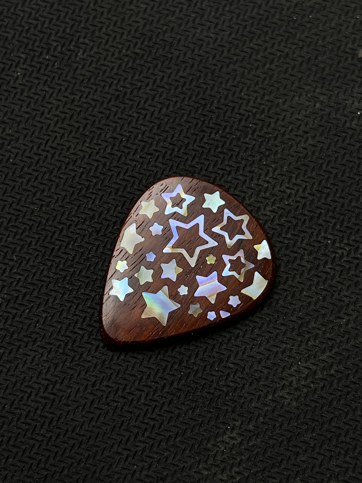 Handmade Wooden Guitar Pick with Mother of Pearl Five-Pointed Star Inlay
