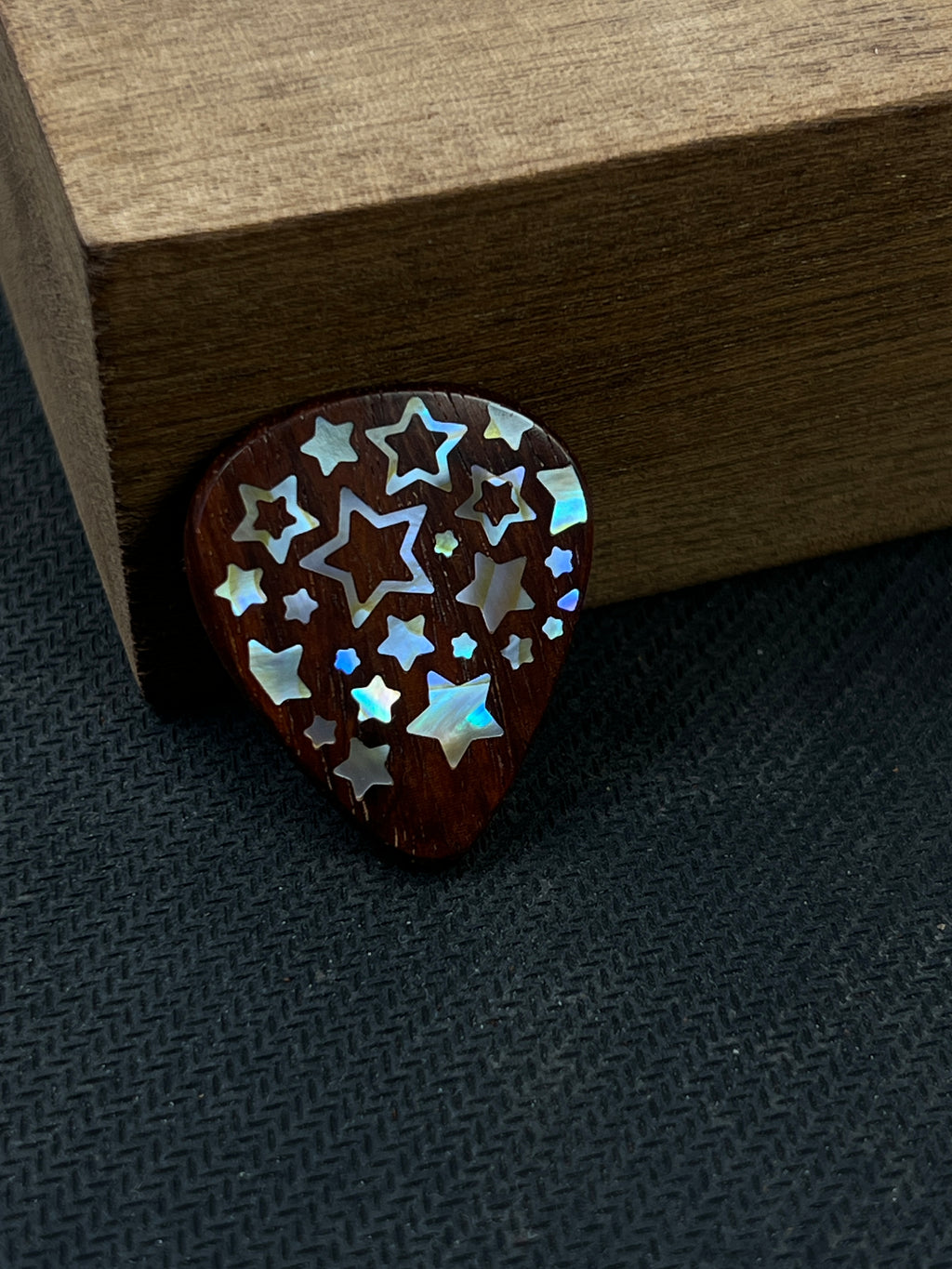 Handmade Wooden Guitar Pick with Mother of Pearl Five-Pointed Star Inlay