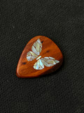 Handmade Wooden Guitar Pick with Mother of Pearl Butterfly Inlay