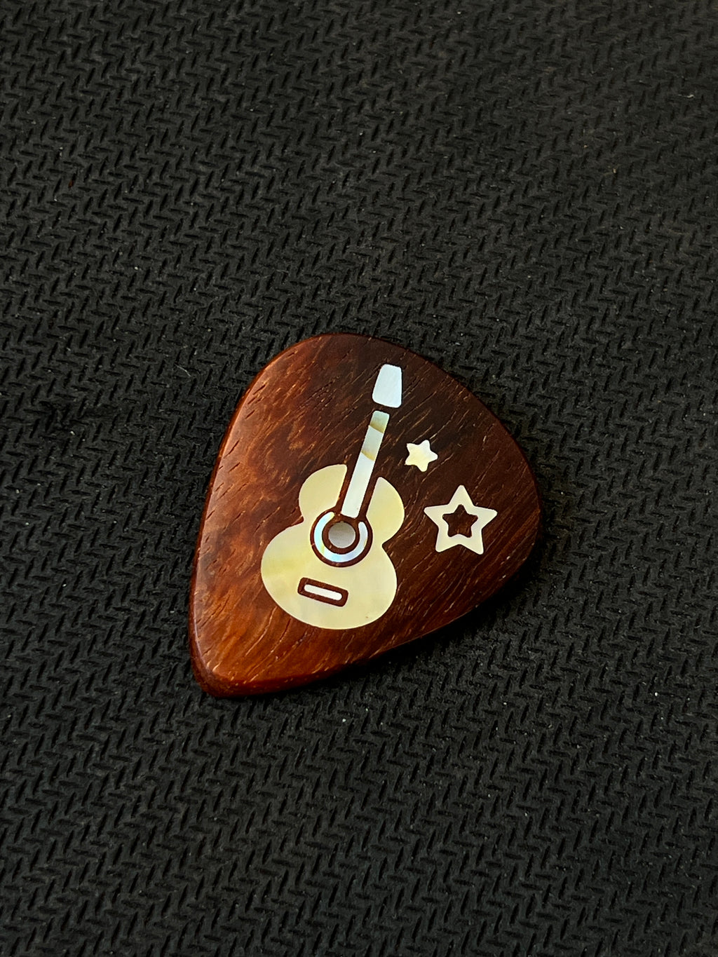 Handmade Wooden Guitar Pick with Mother of Pearl Star Inlay