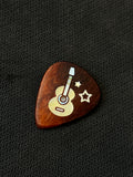 Handmade Wooden Guitar Pick with Mother of Pearl Star Inlay