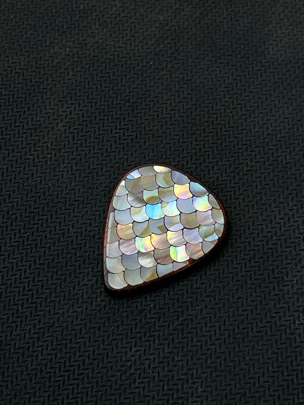 Handmade Wooden Guitar Pick with Mother of Pearl Dragon Scale Inlay