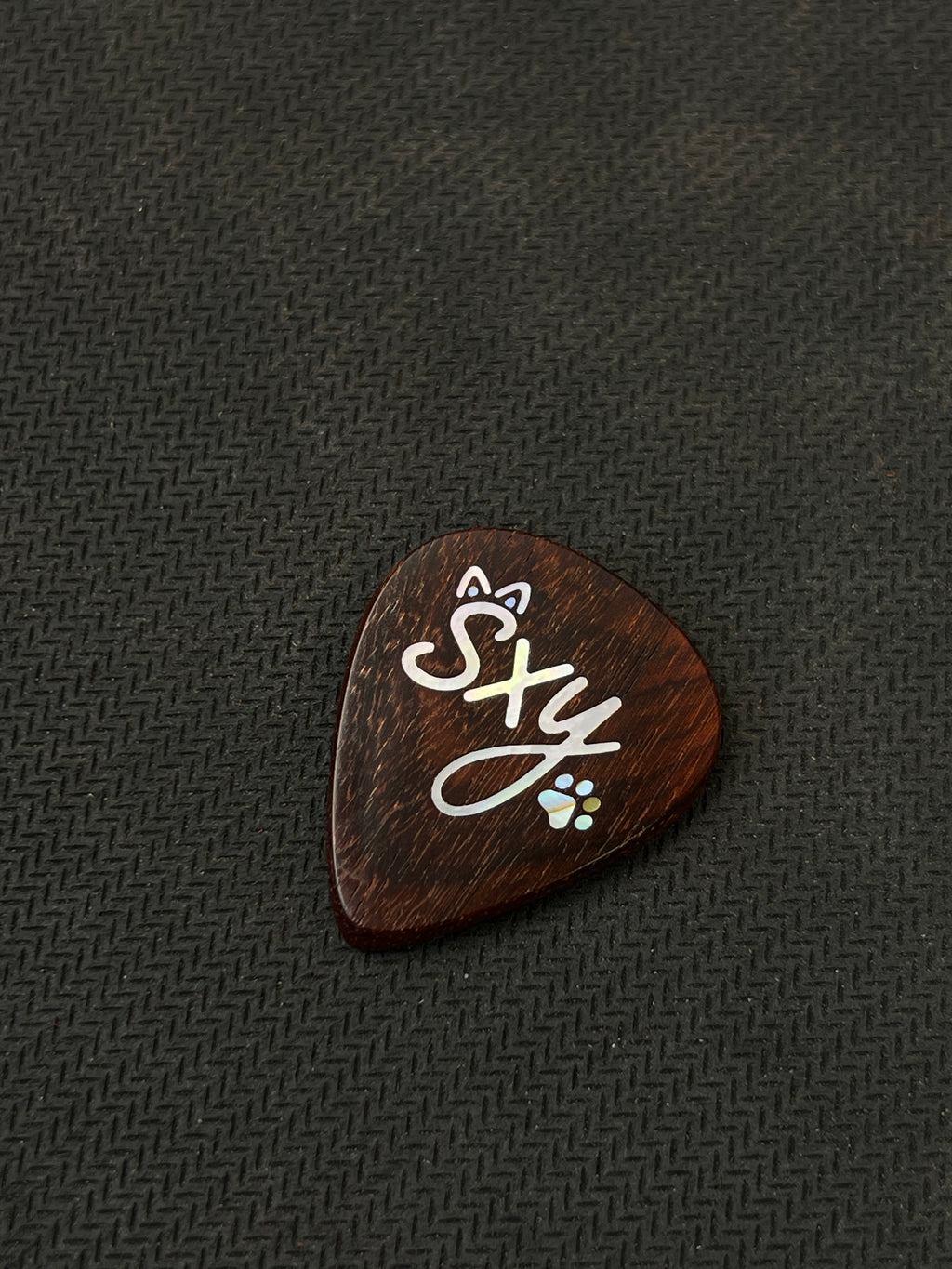 Personalized Handmade Wooden Guitar Pick with Custom Letter Inlay