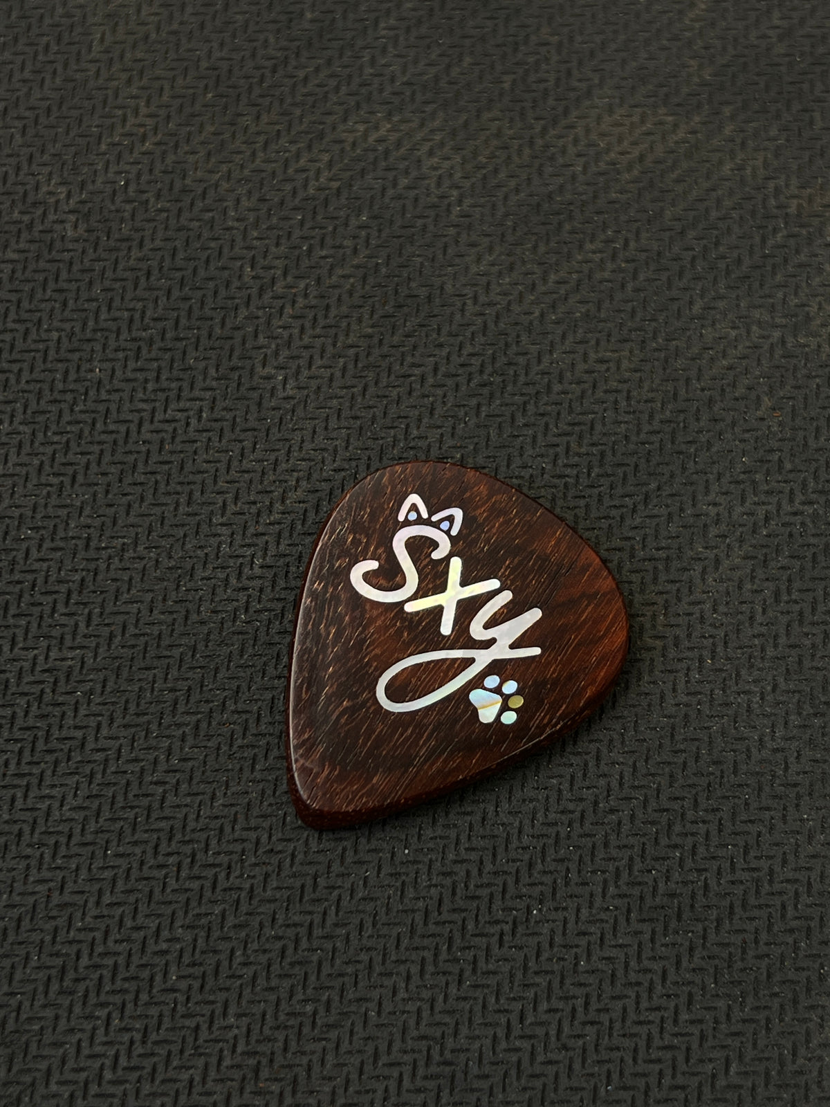 Personalized Handmade Wooden Guitar Pick with Custom Letter Inlay