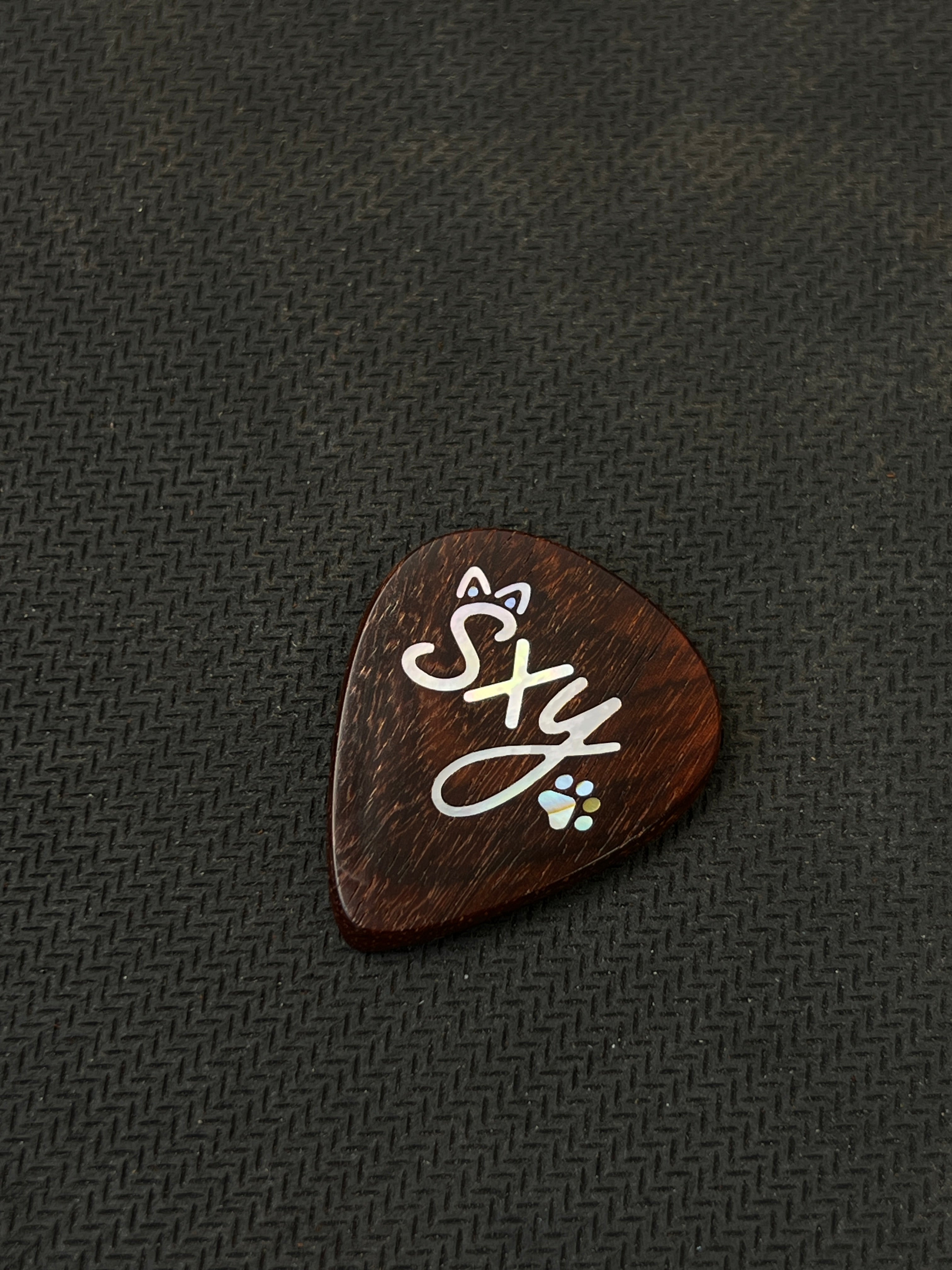 Personalized Handmade Wooden Guitar Pick with Custom Letter Inlay