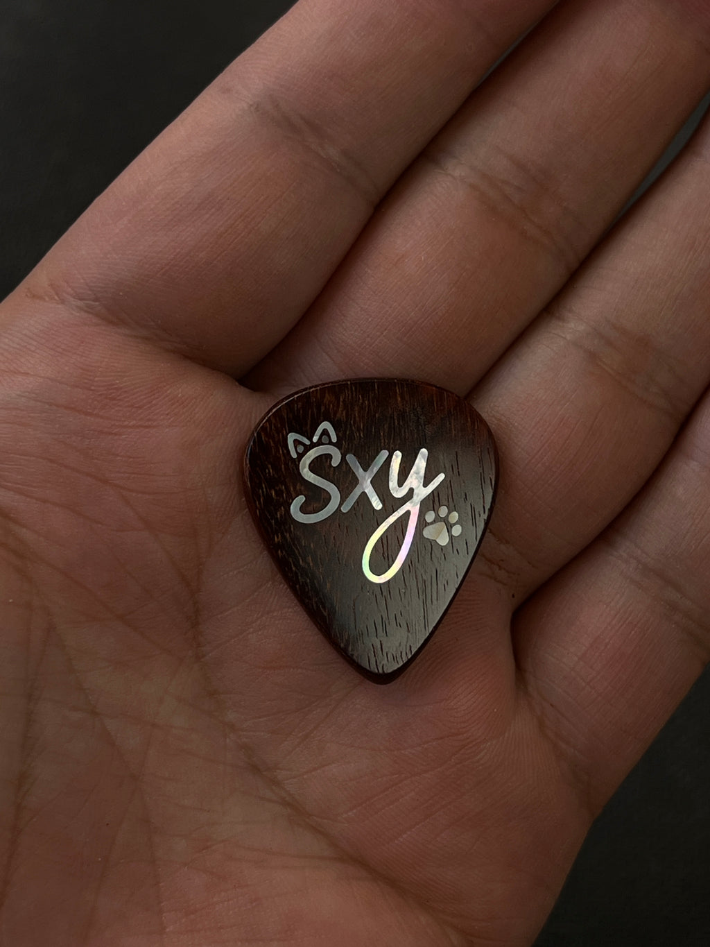 Personalized Handmade Wooden Guitar Pick with Custom Letter Inlay
