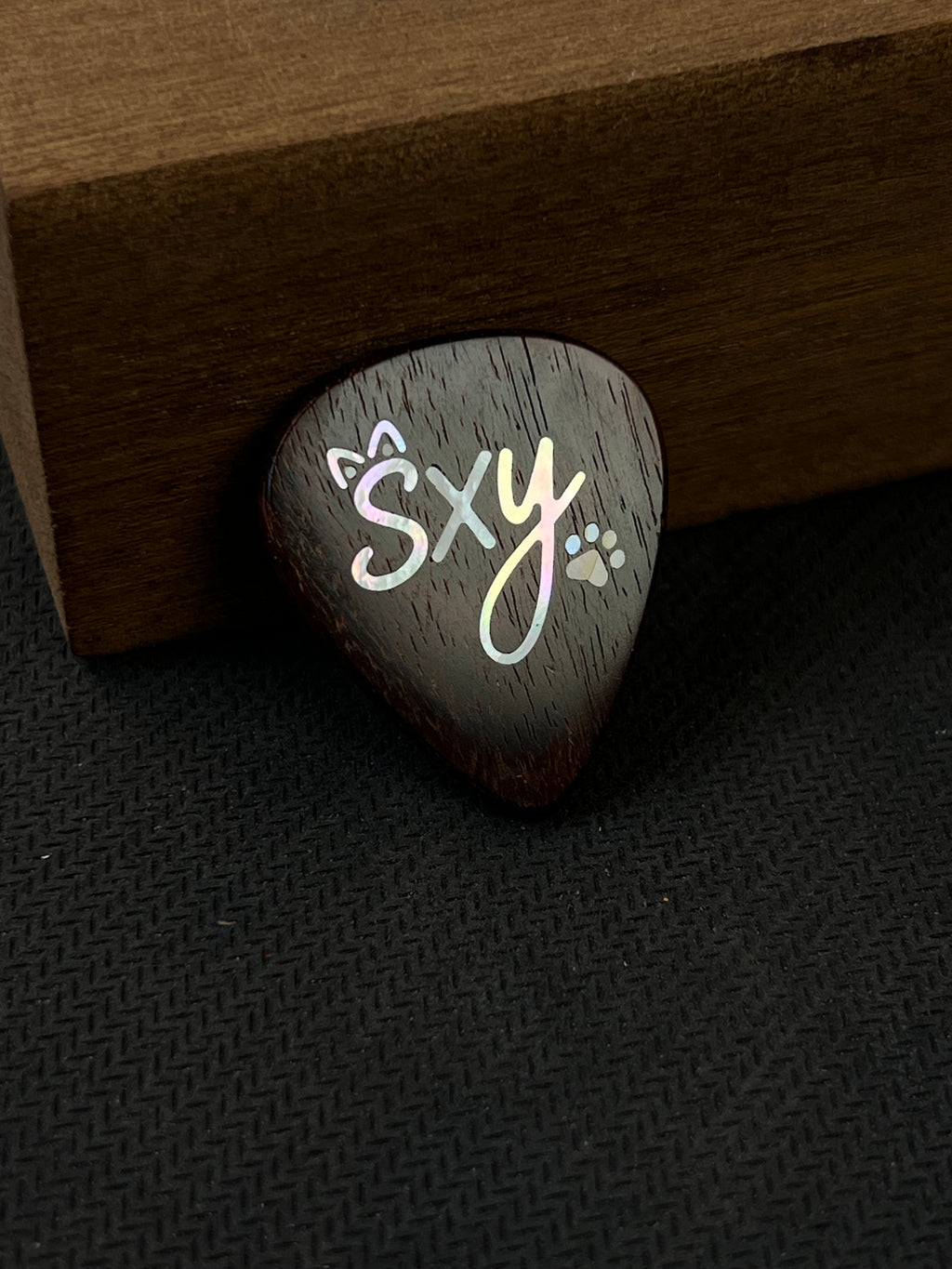 Personalized Handmade Wooden Guitar Pick with Custom Letter Inlay