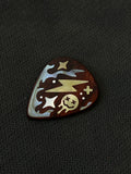 Handmade Wooden Guitar Pick with Mother of Pearl Lightning Inlay