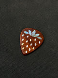 Handmade Wooden Guitar Pick with Mother of Pearl Strawberry Inlay