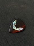 Handmade Wooden Guitar Pick with Mother of Pearl Bat Inlay