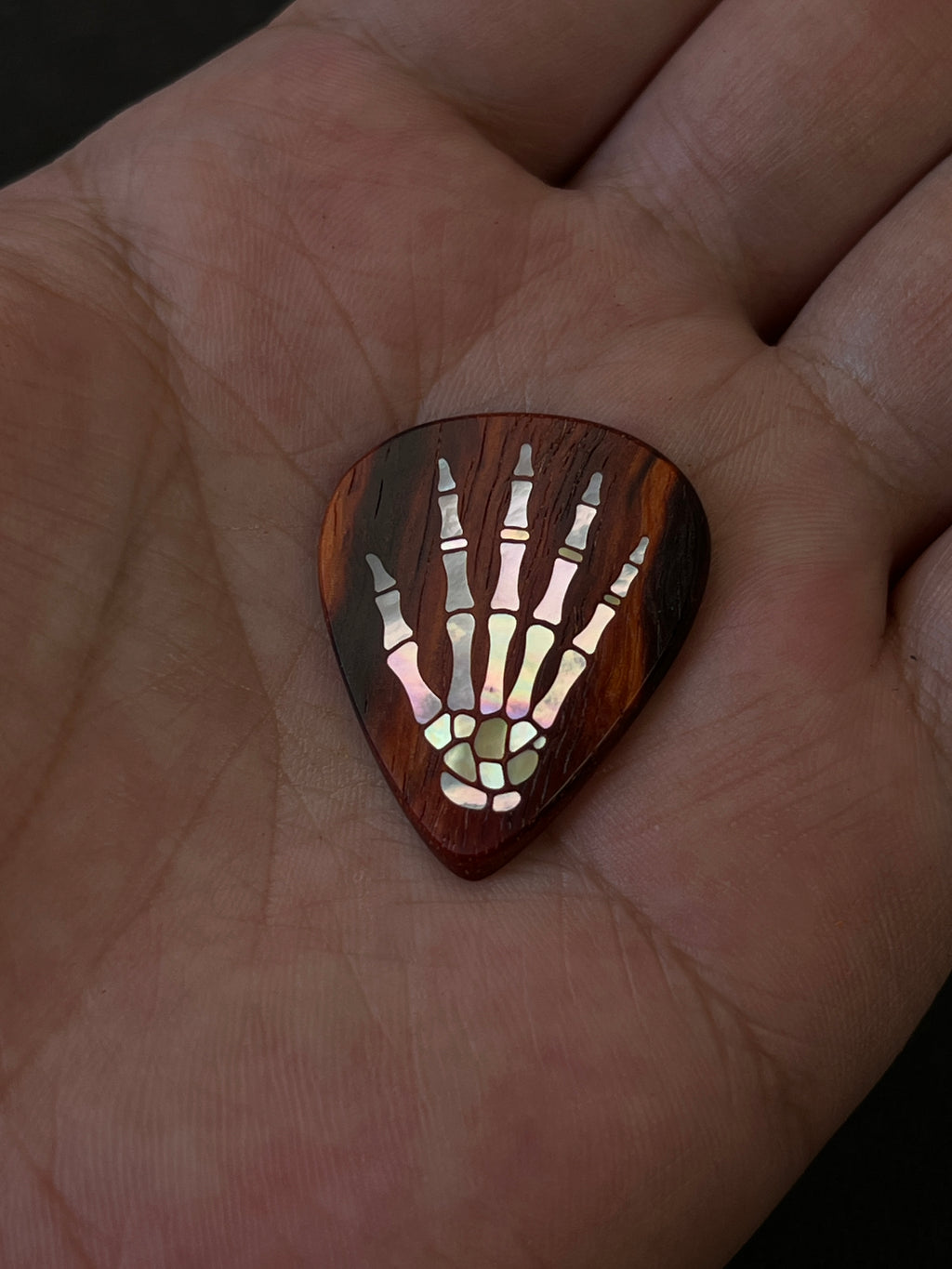 Handmade Wooden Guitar Pick with Mother of Pearl Hand Inlay