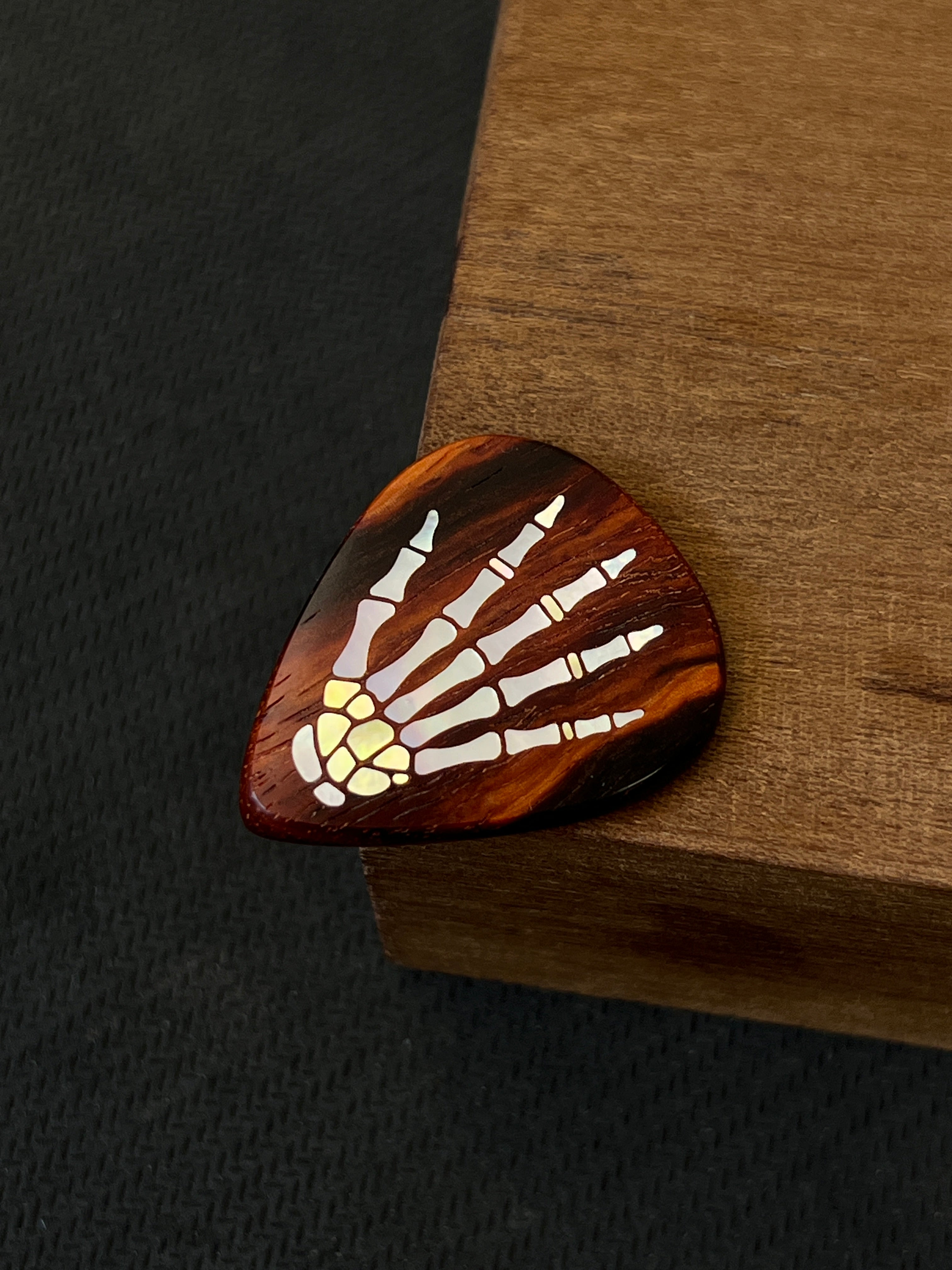 Handmade Wooden Guitar Pick with Mother of Pearl Hand Inlay