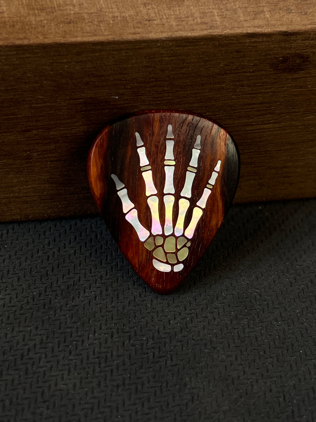 Handmade Wooden Guitar Pick with Mother of Pearl Hand Inlay