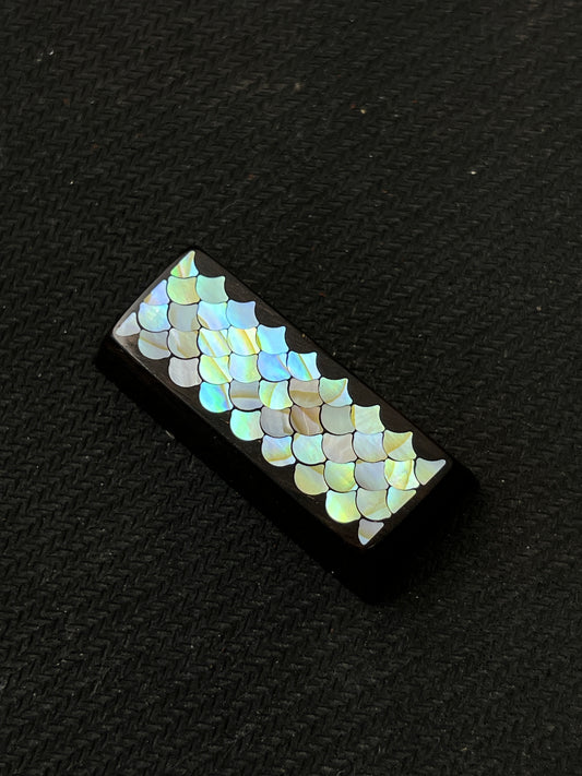 Handmade Wooden Keycap with Mother of Pearl Dragon Scale Inlay