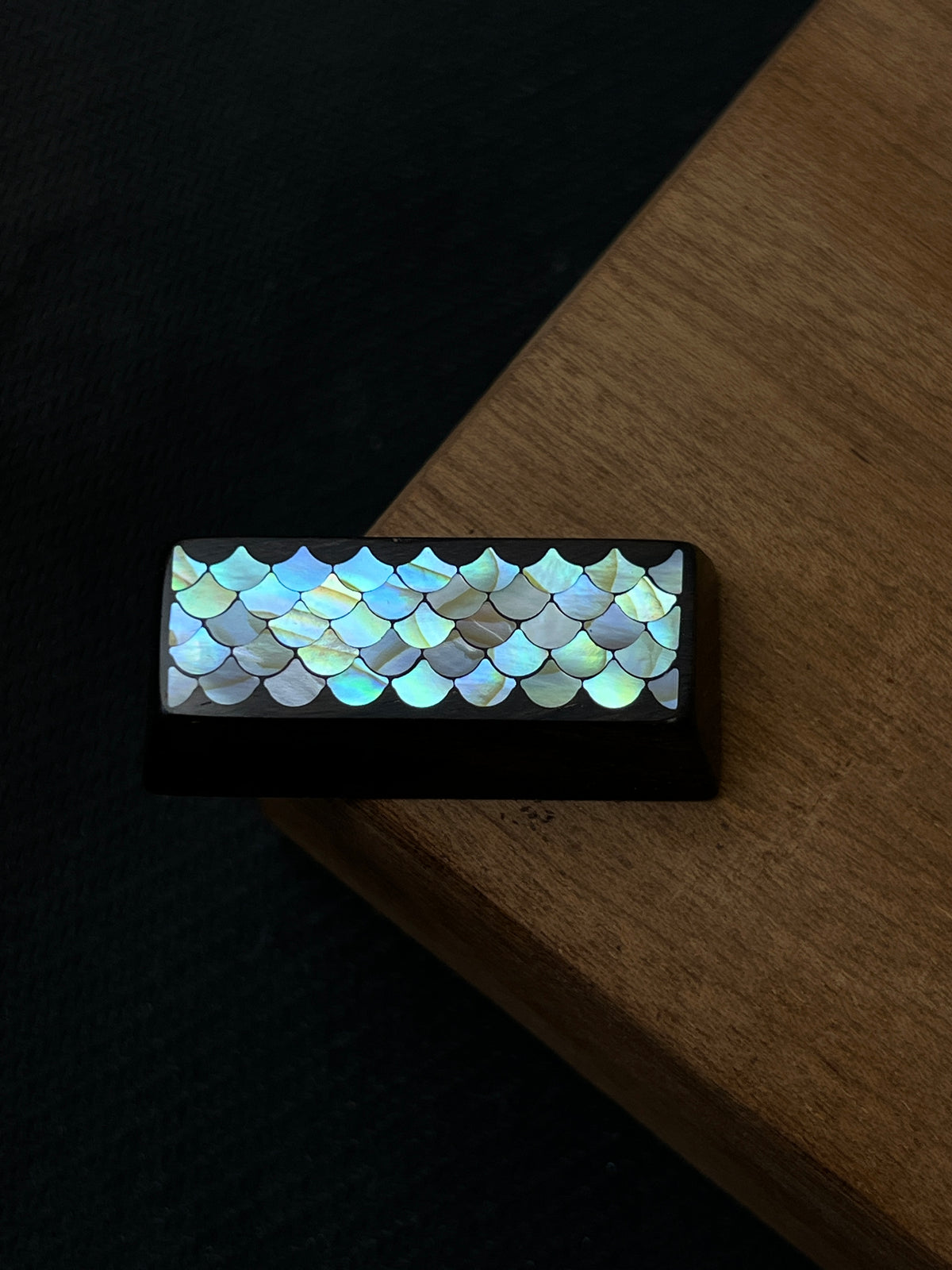 Handmade Wooden Keycap with Mother of Pearl Dragon Scale Inlay