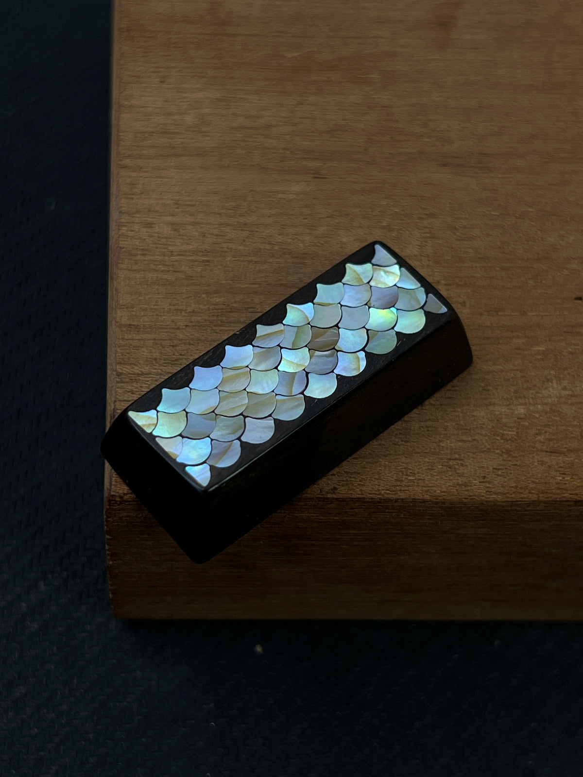 Handmade Wooden Keycap with Mother of Pearl Dragon Scale Inlay
