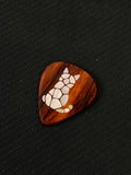 Handmade Wooden Guitar Pick with Mother of Pearl Cat Inlay