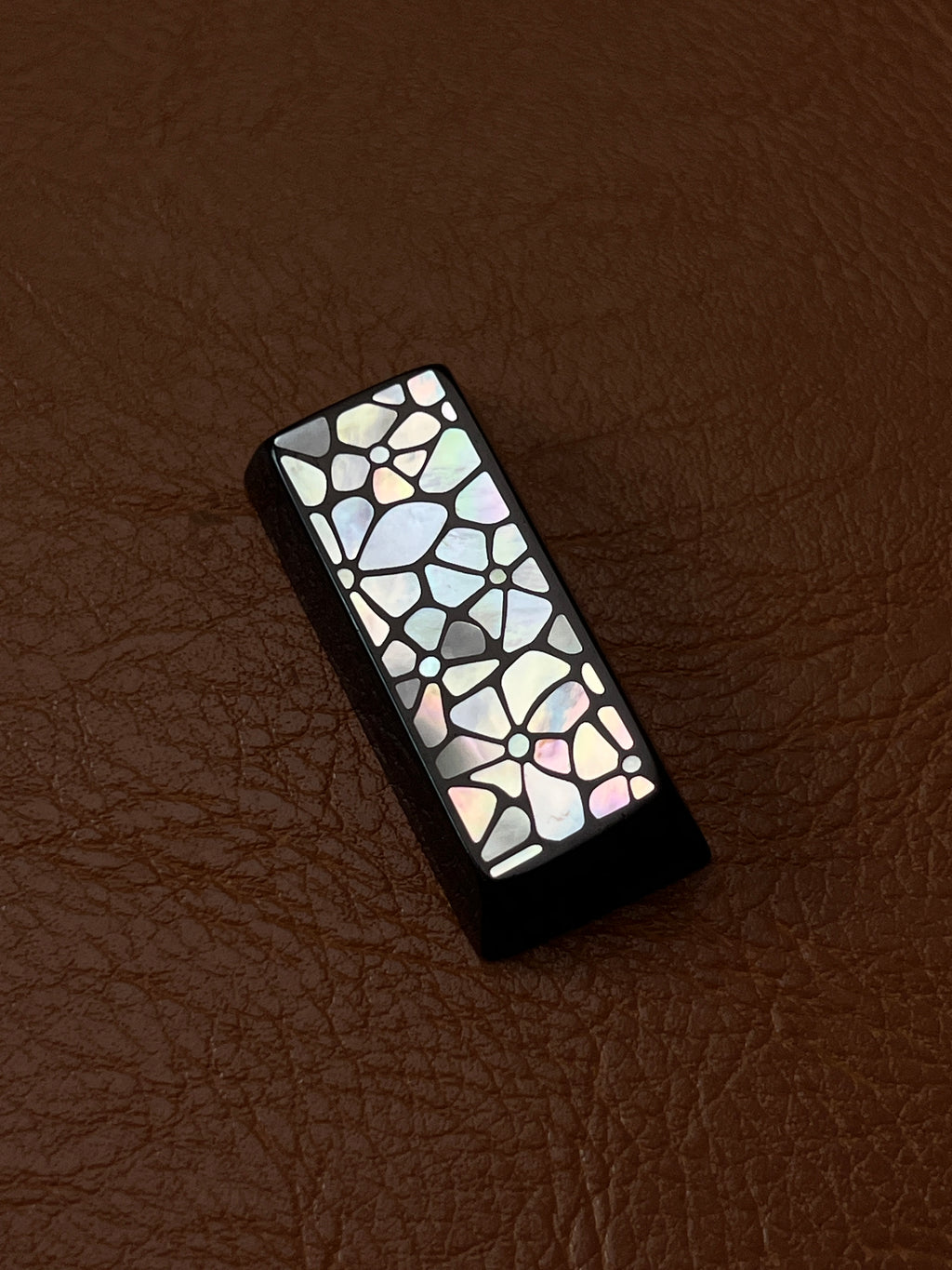 Handmade Wooden 2.25U Keycap with Mother of Pearl Floral Inlay – Left Shift / Enter