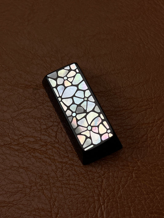 Handmade Wooden 2.25U Keycap with Mother of Pearl Floral Inlay – Left Shift / Enter