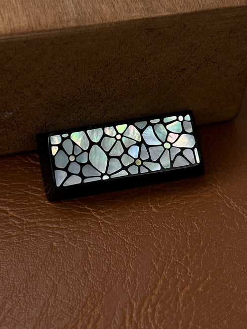 Handmade Wooden 2.25U Keycap with Mother of Pearl Floral Inlay – Left Shift / Enter