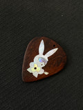 Handmade Wooden Guitar Pick with Mother of Pearl Rabbit Inlay