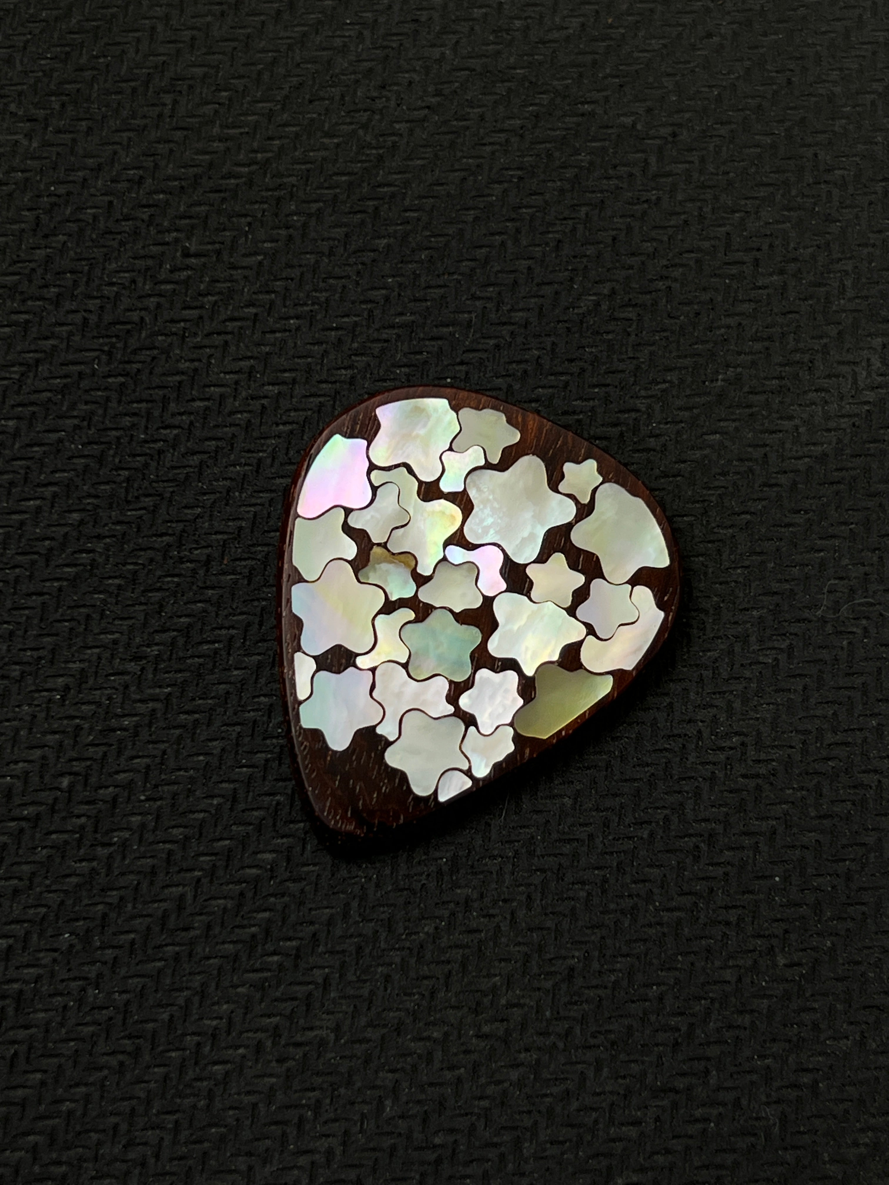 Handmade Wooden Guitar Pick with Mother of Pearl Star Inlay