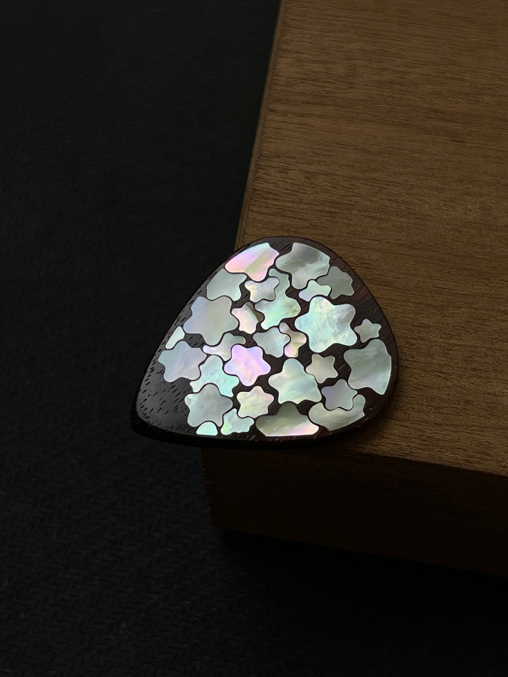 Handmade Wooden Guitar Pick with Mother of Pearl Star Inlay