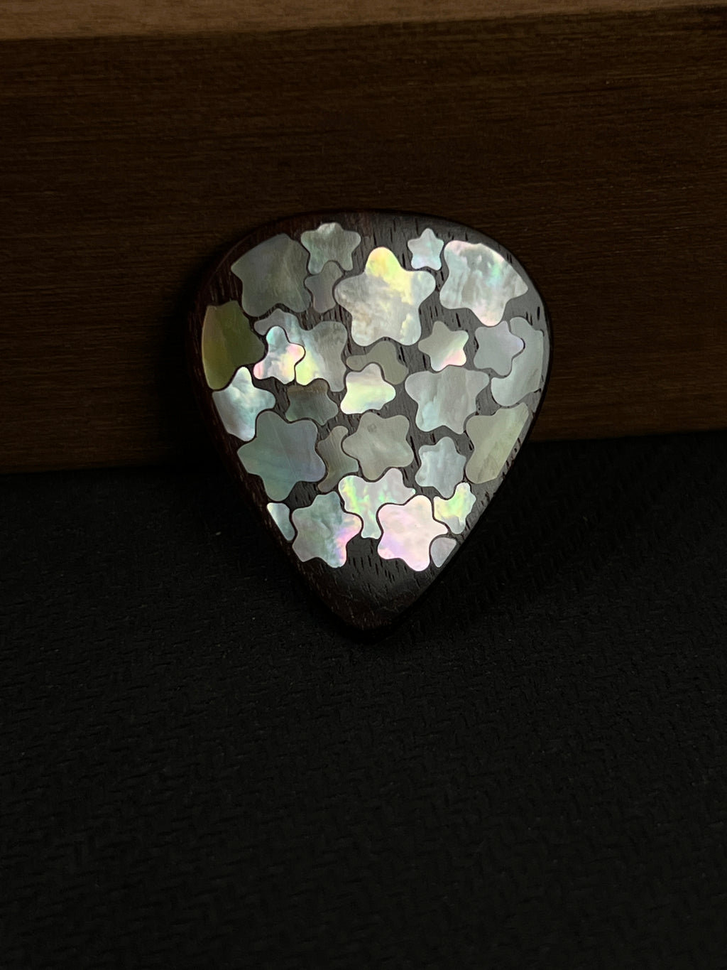 Handmade Wooden Guitar Pick with Mother of Pearl Star Inlay