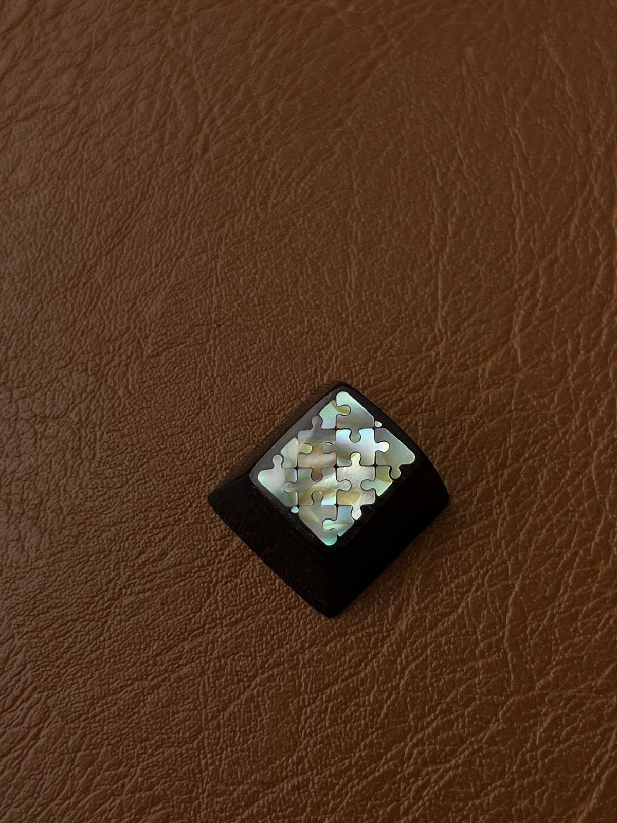 Handmade Wooden ESC Keycap with Mother of Pearl Puzzle Inlay