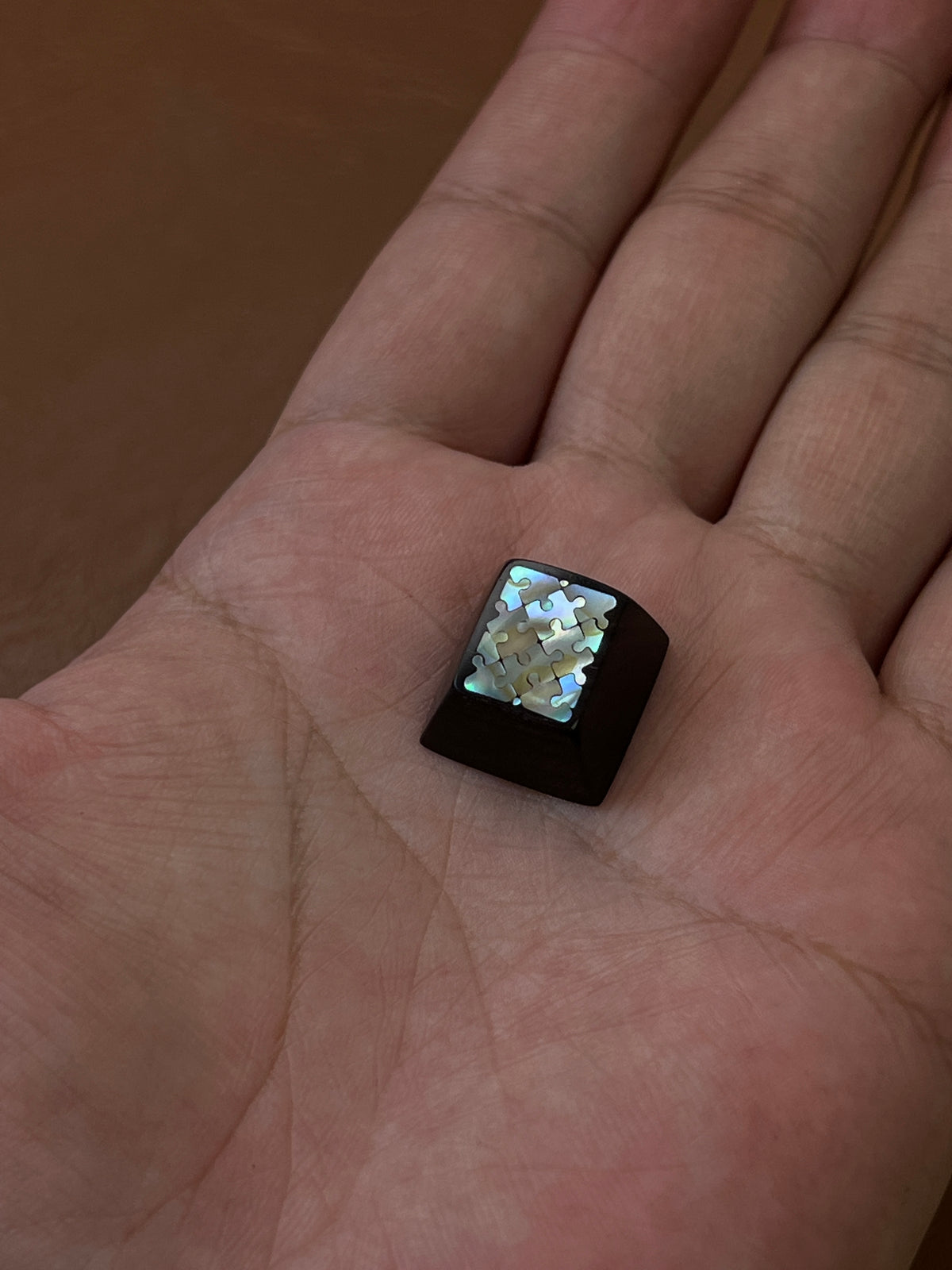 Handmade Wooden ESC Keycap with Mother of Pearl Puzzle Inlay