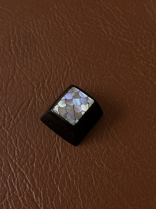 Handmade Wooden ESC Keycap with Mother of Pearl Dragon Scale Inlay