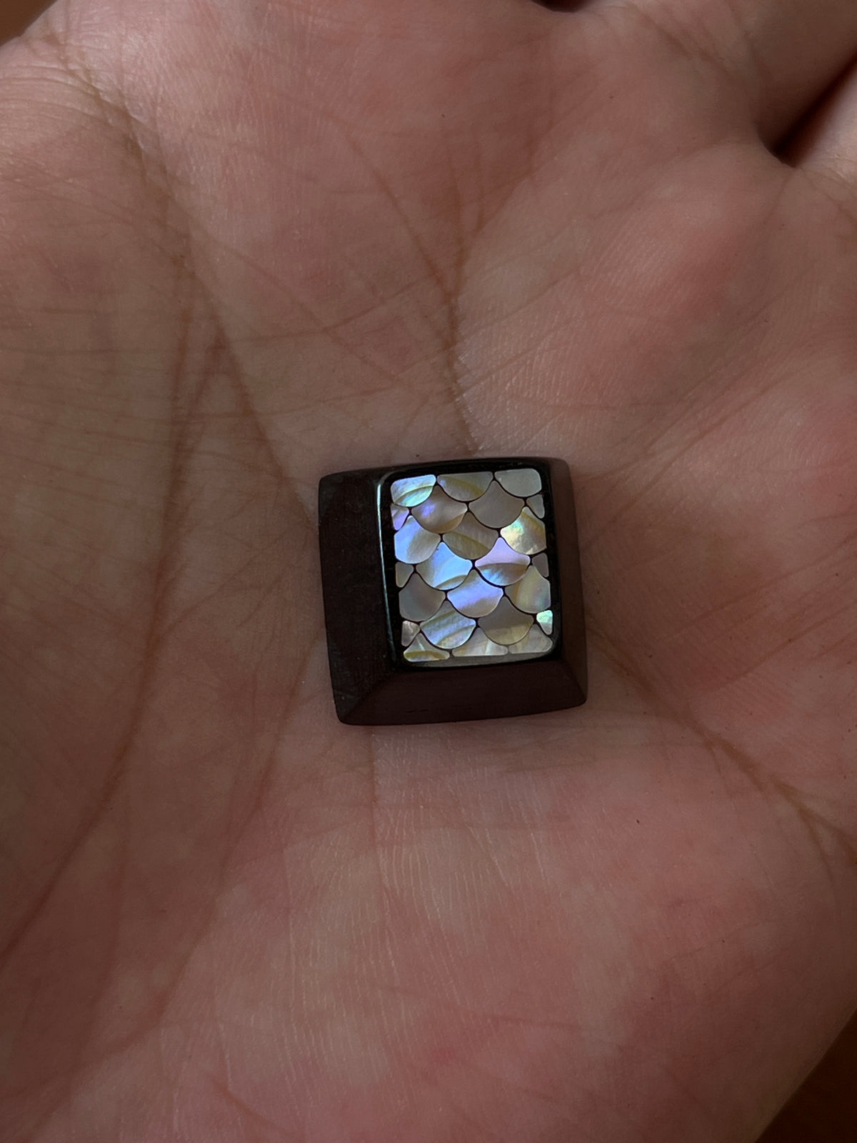 Handmade Wooden ESC Keycap with Mother of Pearl Dragon Scale Inlay