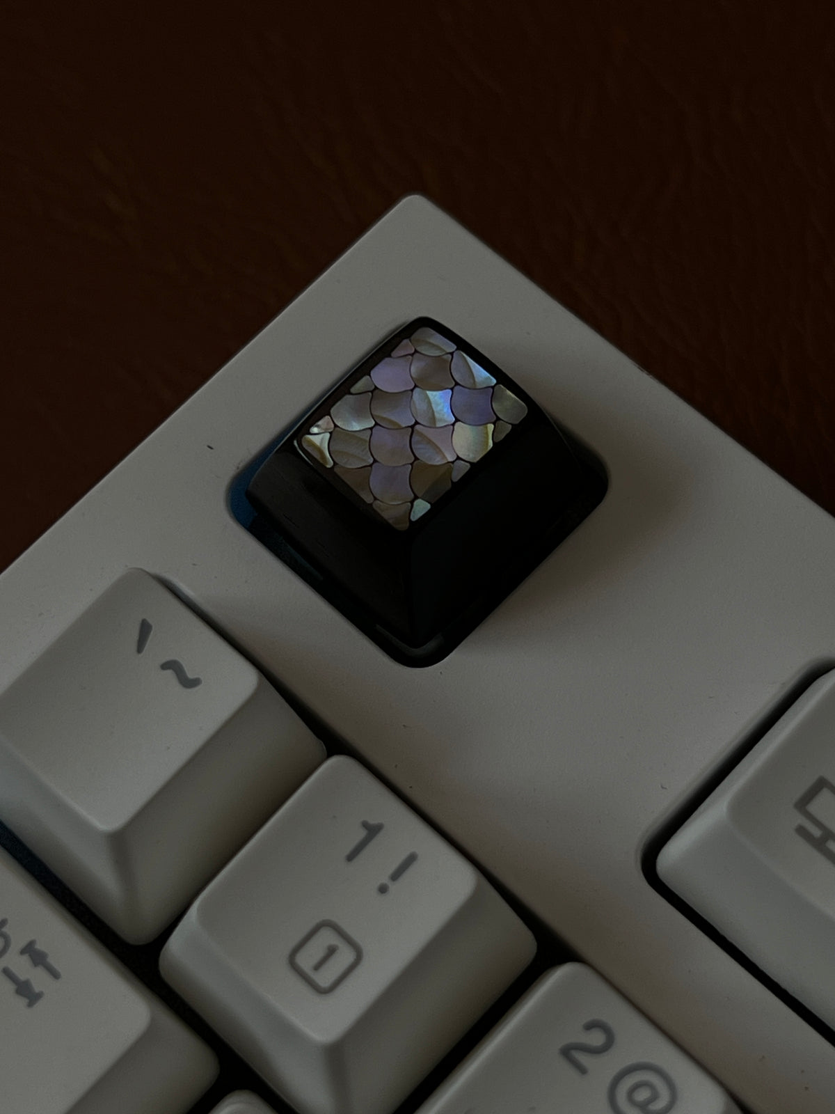 Handmade Wooden ESC Keycap with Mother of Pearl Dragon Scale Inlay