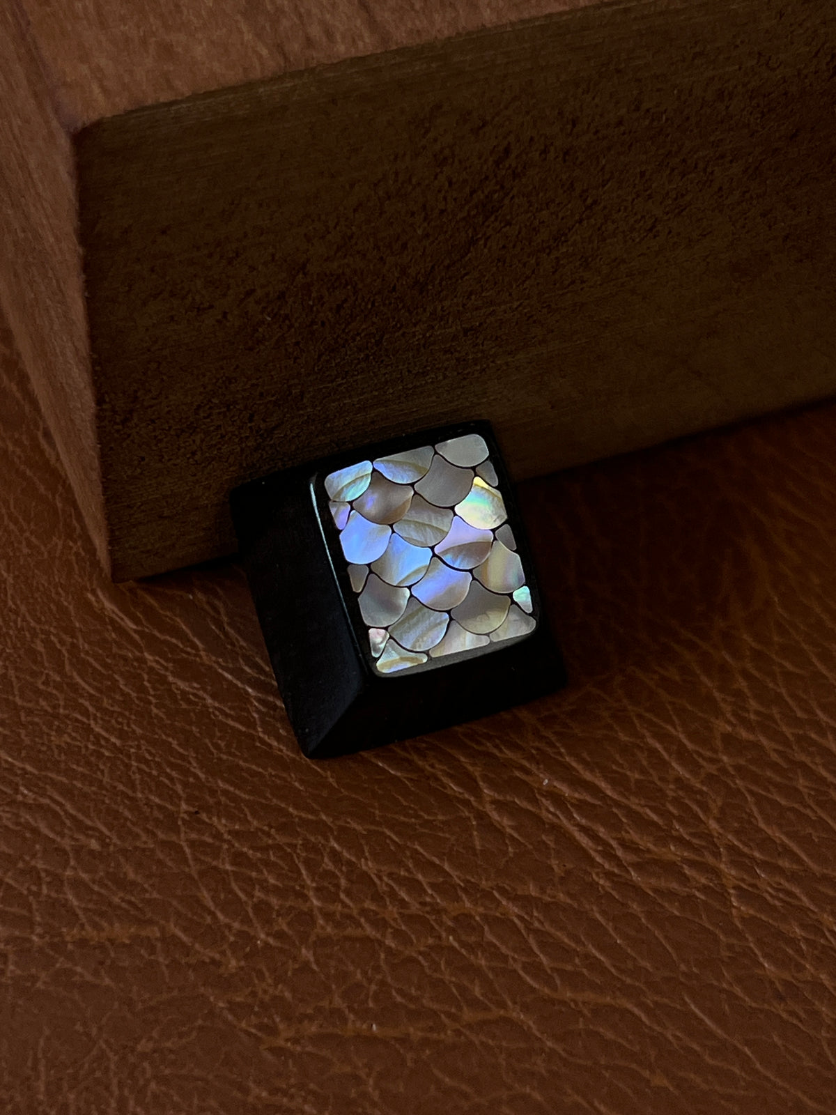 Handmade Wooden ESC Keycap with Mother of Pearl Dragon Scale Inlay
