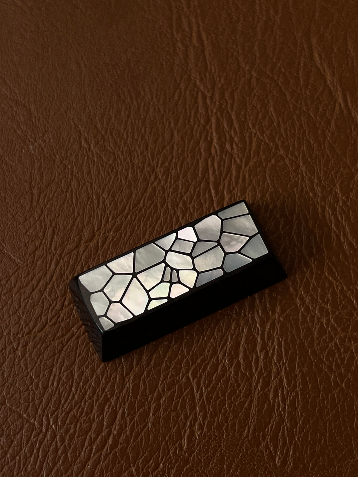 Handcrafted Wooden Keycap 2.25U with Mother of Pearl Ice Crack Inlay