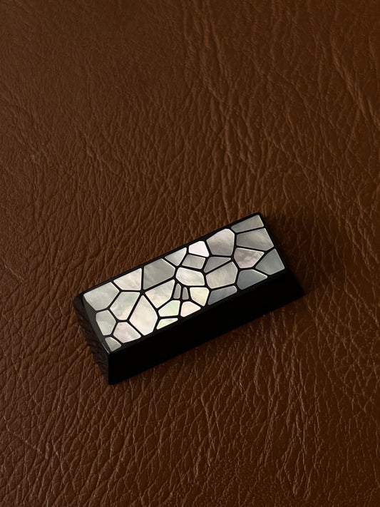 Handcrafted Wooden Keycap 2.25U with Mother of Pearl Ice Crack Inlay
