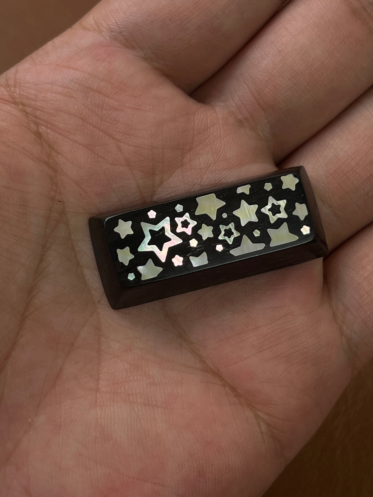 Handcrafted Wooden Keycap 2.25U with Mother of Pearl Star Inlay
