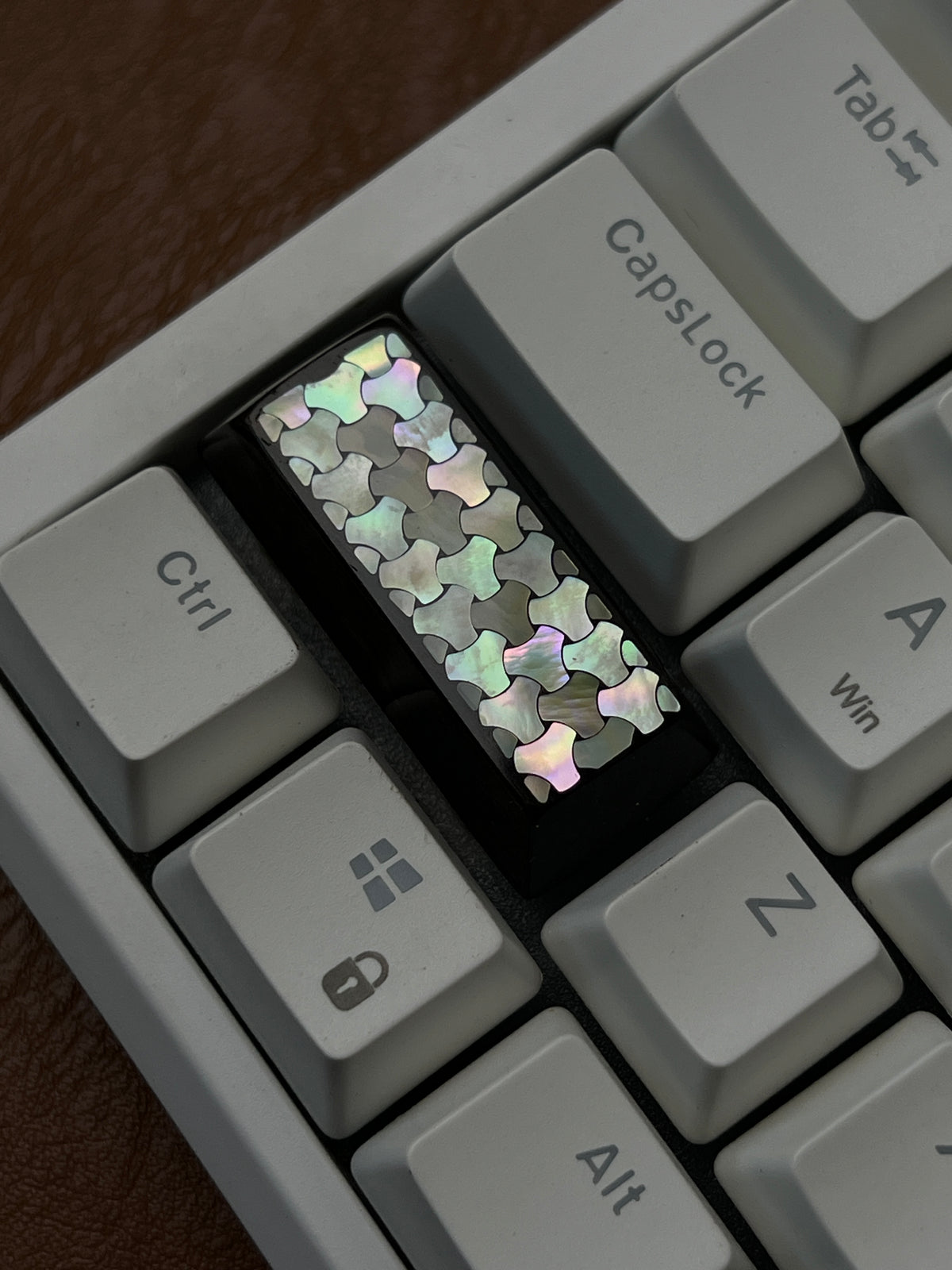 Handcrafted Wooden Keycap 2.25U with Mother of Pearl Mountain Inlay