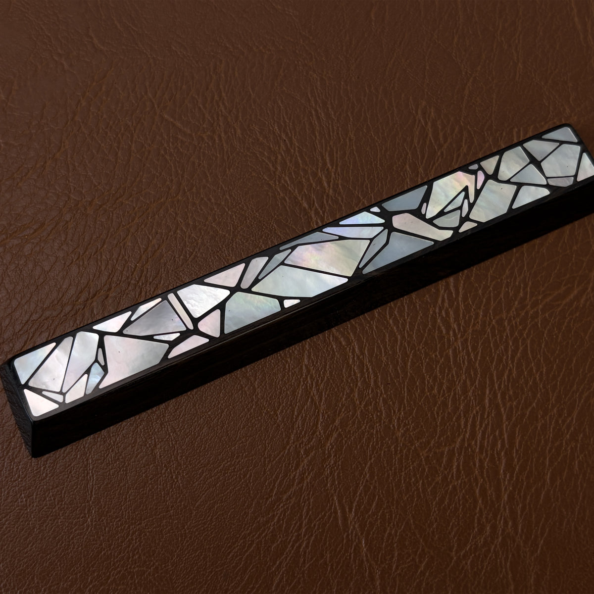 6.25u Wooden Spacebar Keycap – Handmade Mother of Pearl Ice Crack Inlay